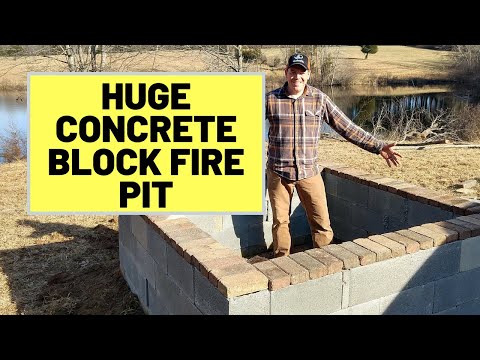 Large Concrete Block Fire Pit (6.5 Feet Square). How-To Build Fire Pit, With Videos