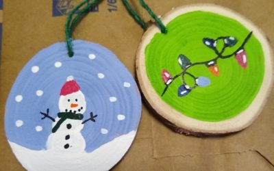 Painting Wood Slice Ornaments in the Off-Season